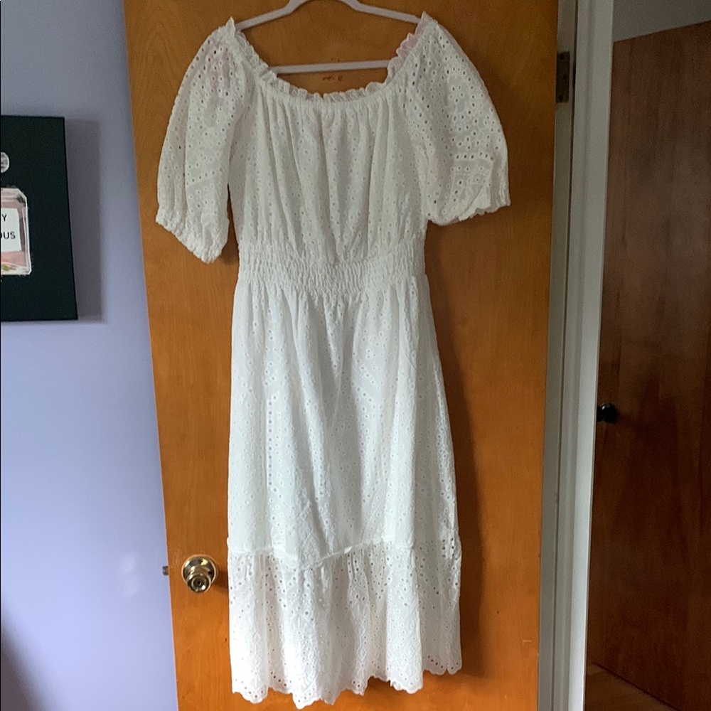 Elegant White Eyelet Dress